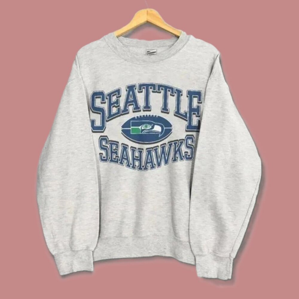 VTG Seattle Seahawks Sweatshirt, Retro Ash Seahawks Sweatshirt, Seattle Tee - Picture 4 of 4